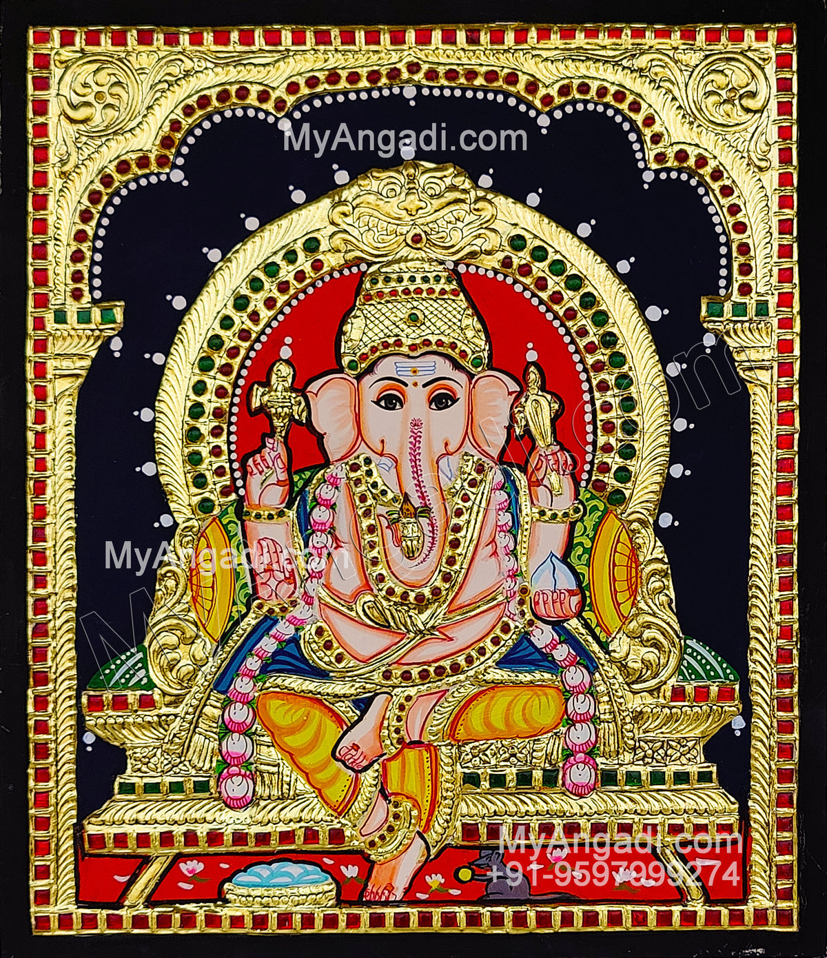 5 Set Ganesha Murugan Balaji Lakshmi Saraswathi Tanjore painting