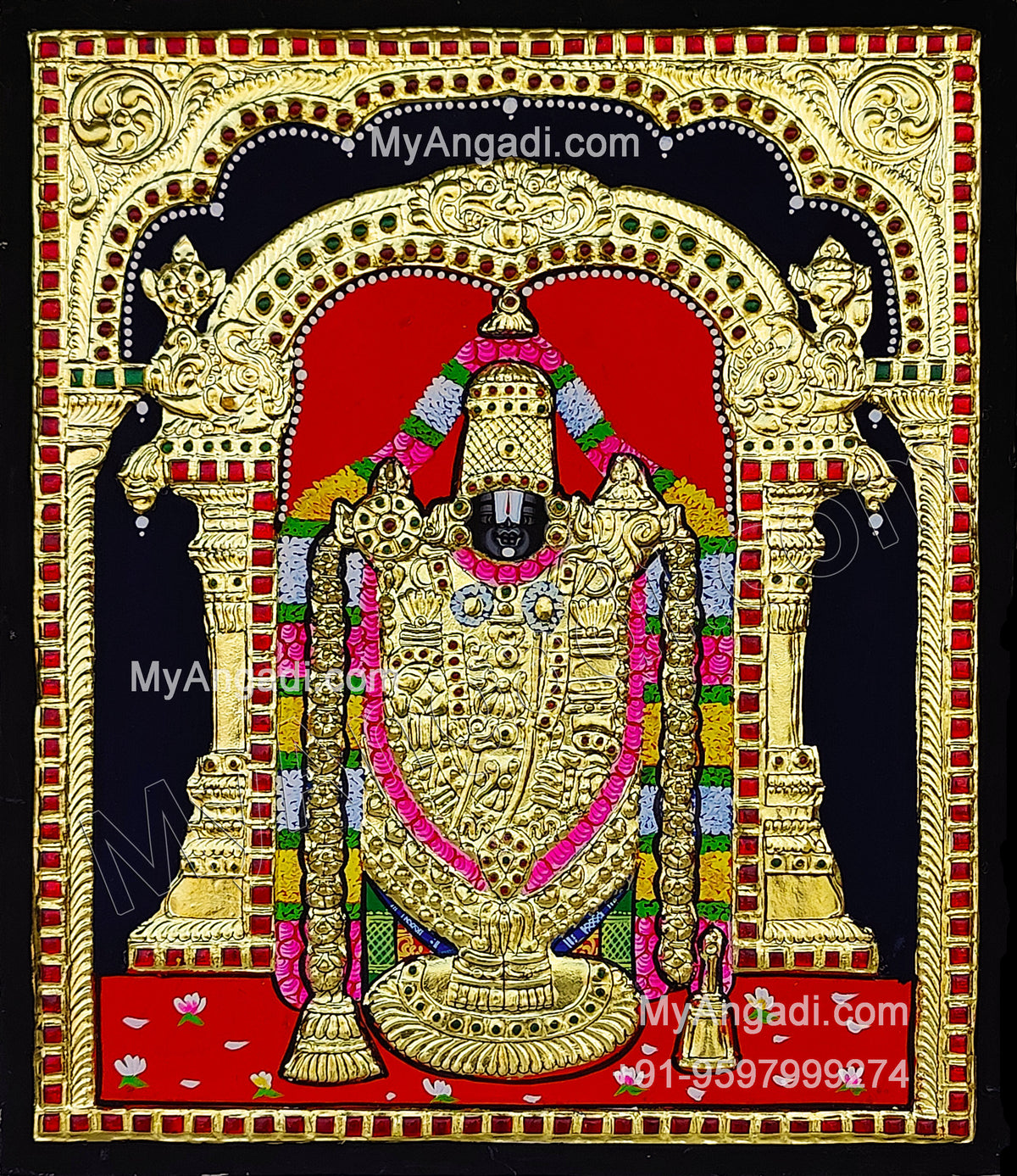 5 Set Ganesha Murugan Balaji Lakshmi Saraswathi Tanjore painting