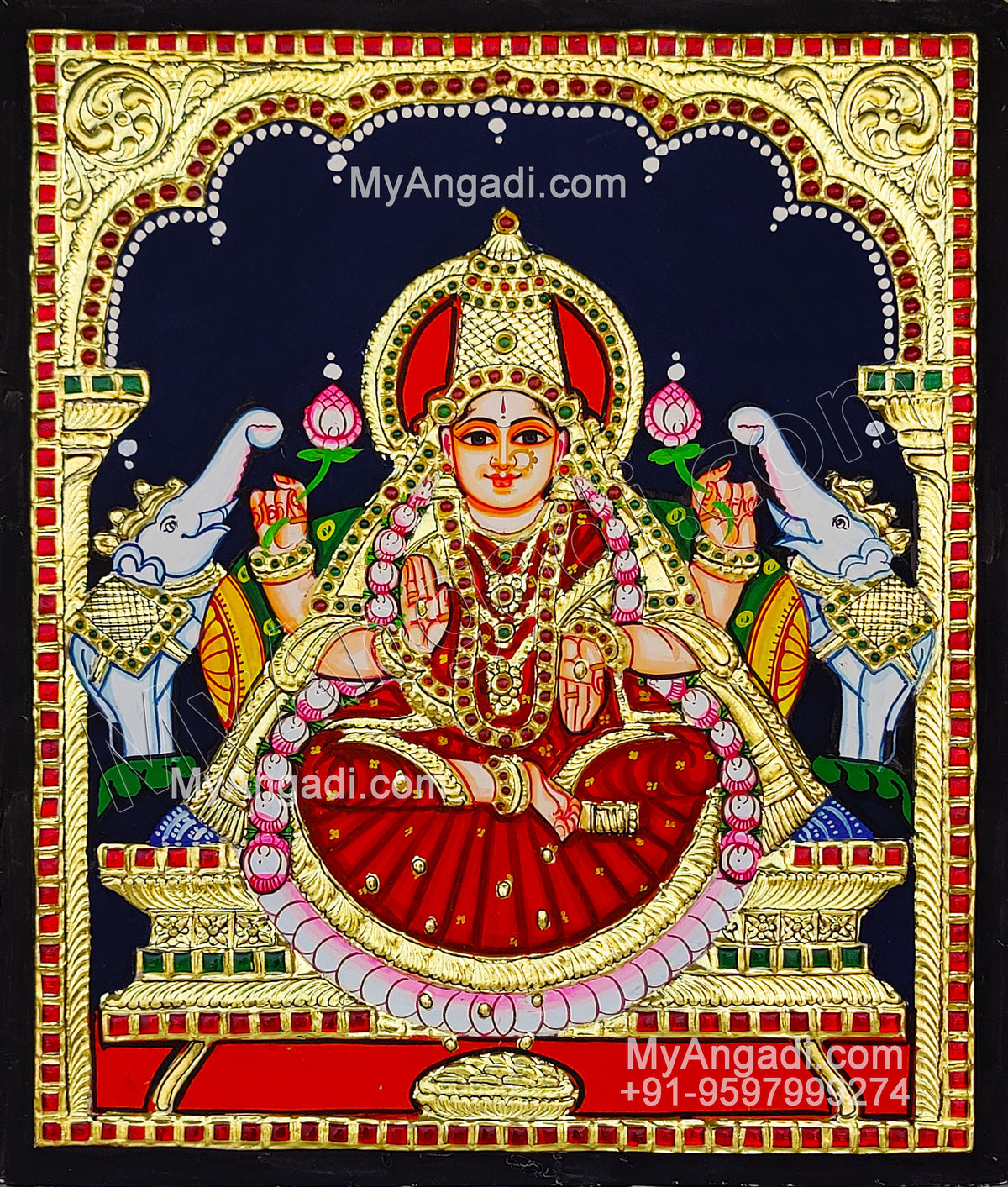 5 Set Ganesha Murugan Balaji Lakshmi Saraswathi Tanjore painting