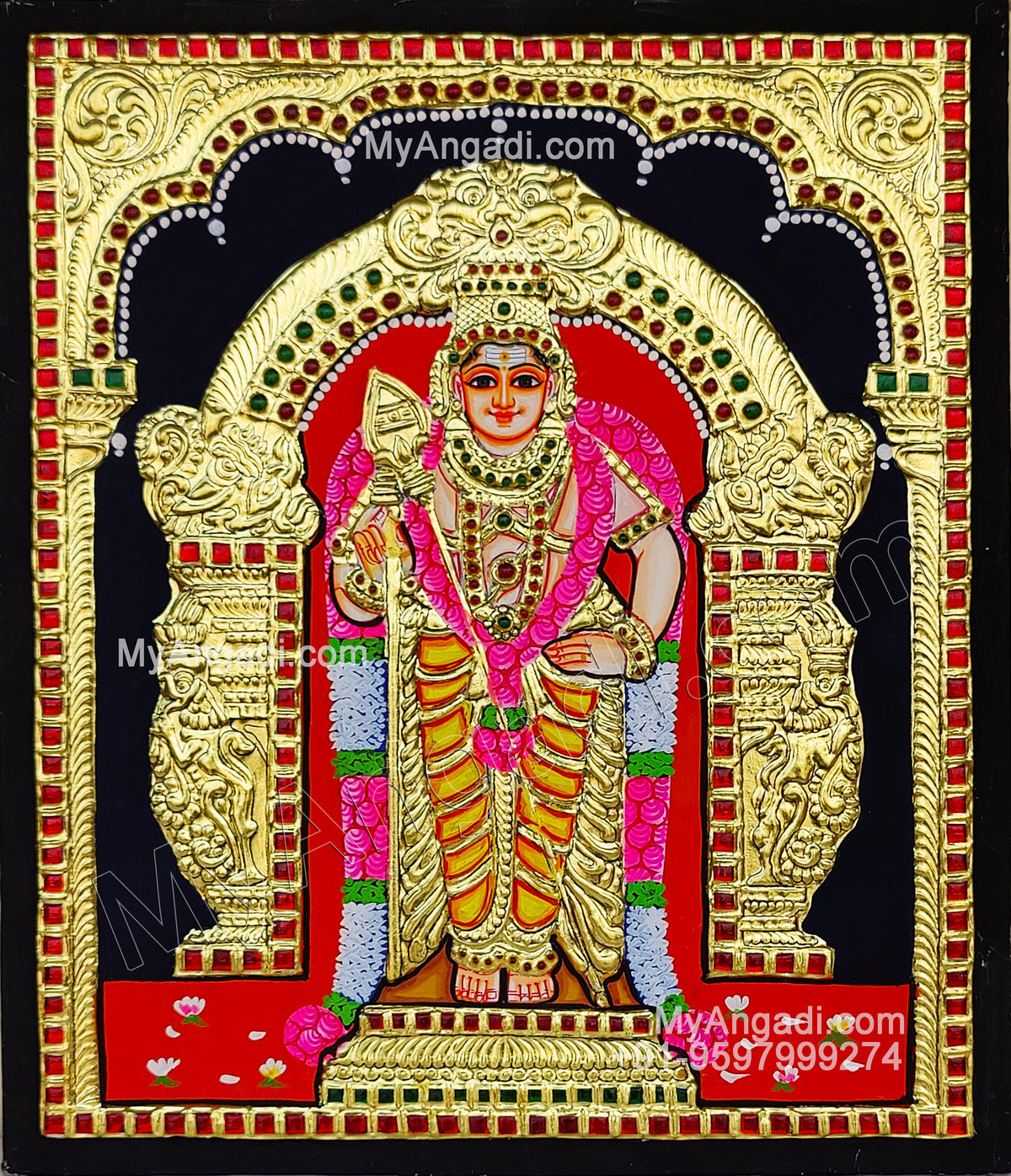 5 Set Ganesha Murugan Balaji Lakshmi Saraswathi Tanjore painting