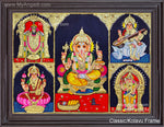 5 God Balaji Lakshmi Murugan Ganesha Saraswathi Tanjore Painting