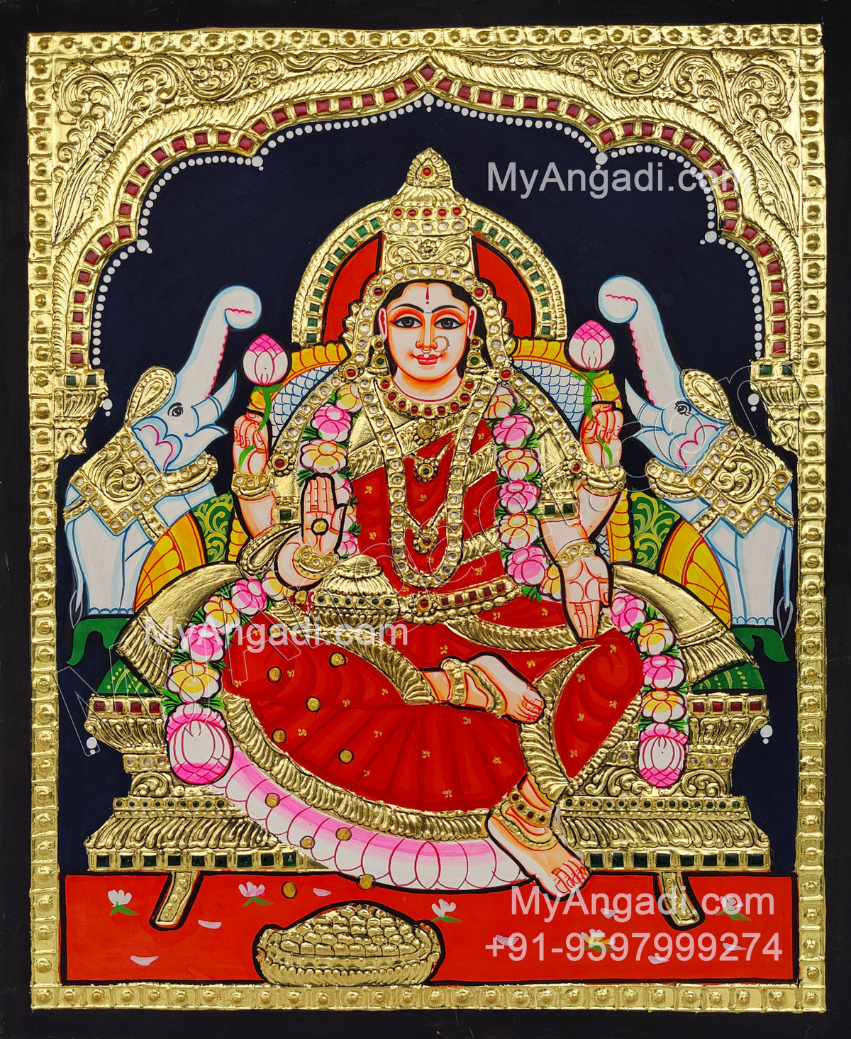 Gajalakshmi Tanjore Painting
