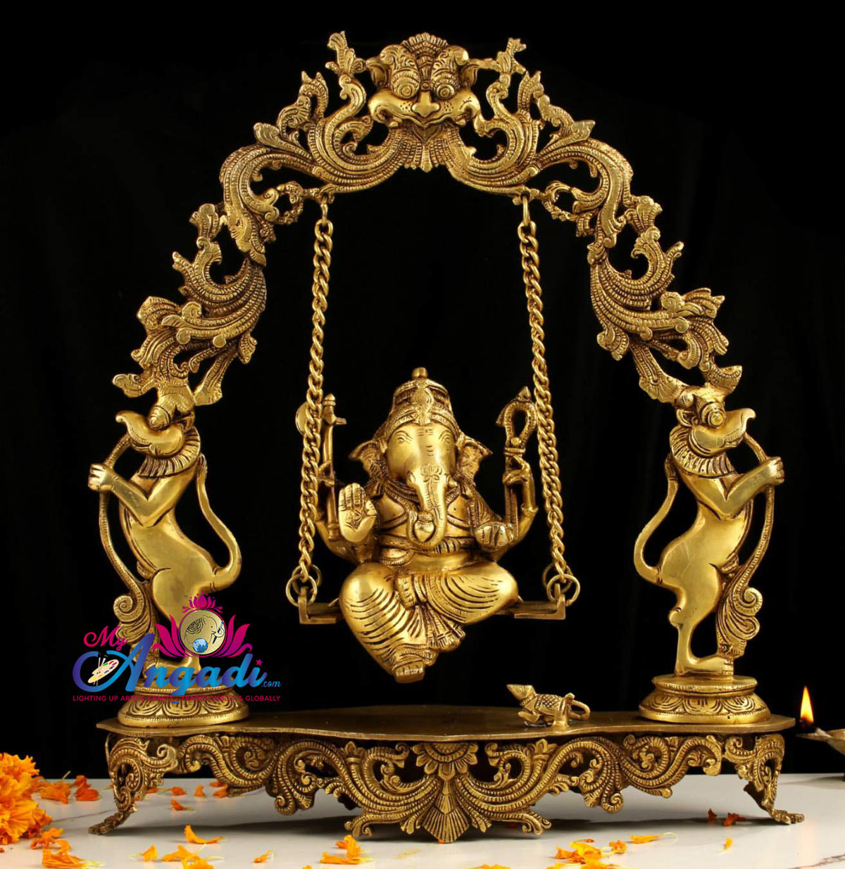 Ganesha Swinging Brass Statue