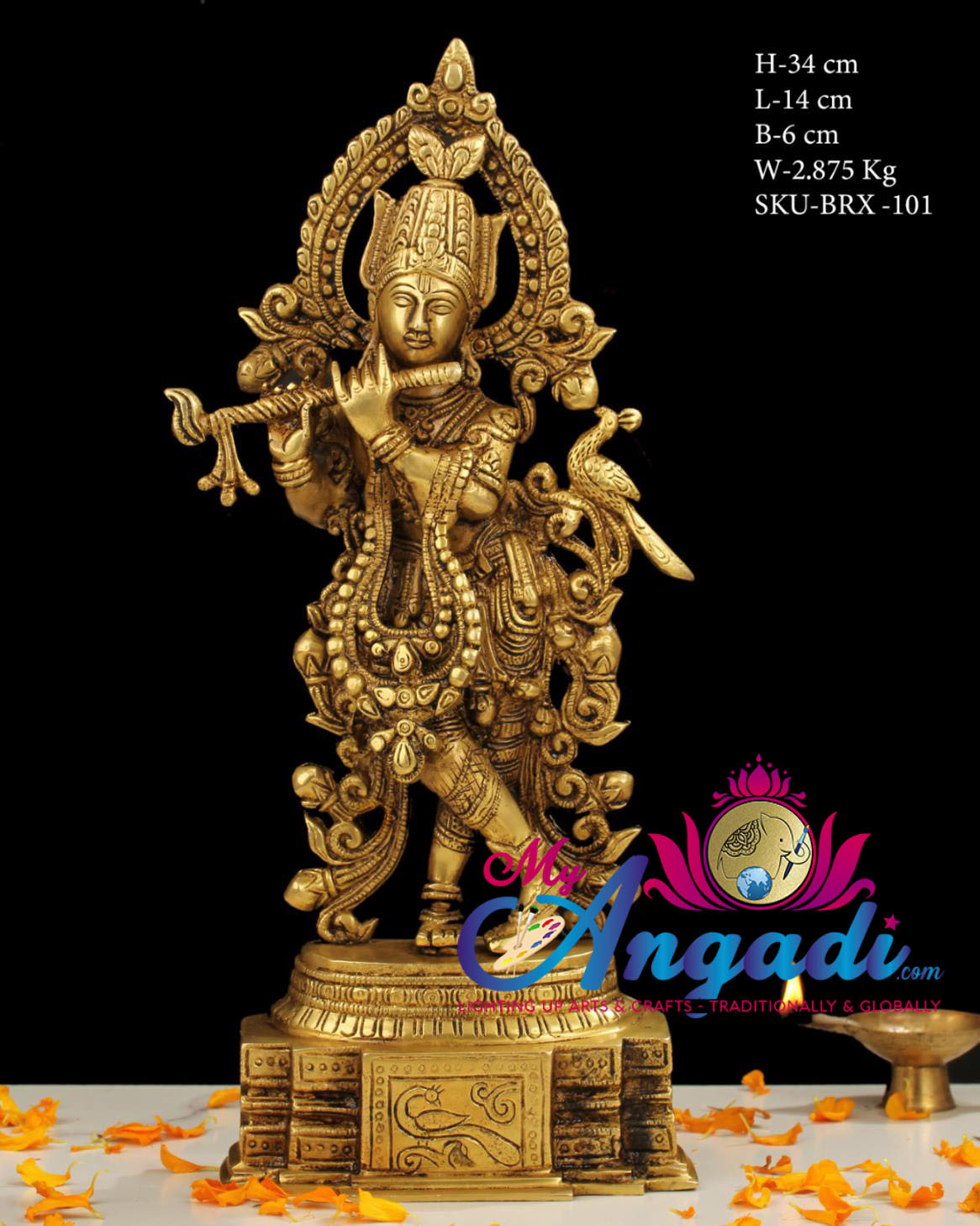  Krishna Brass Statue