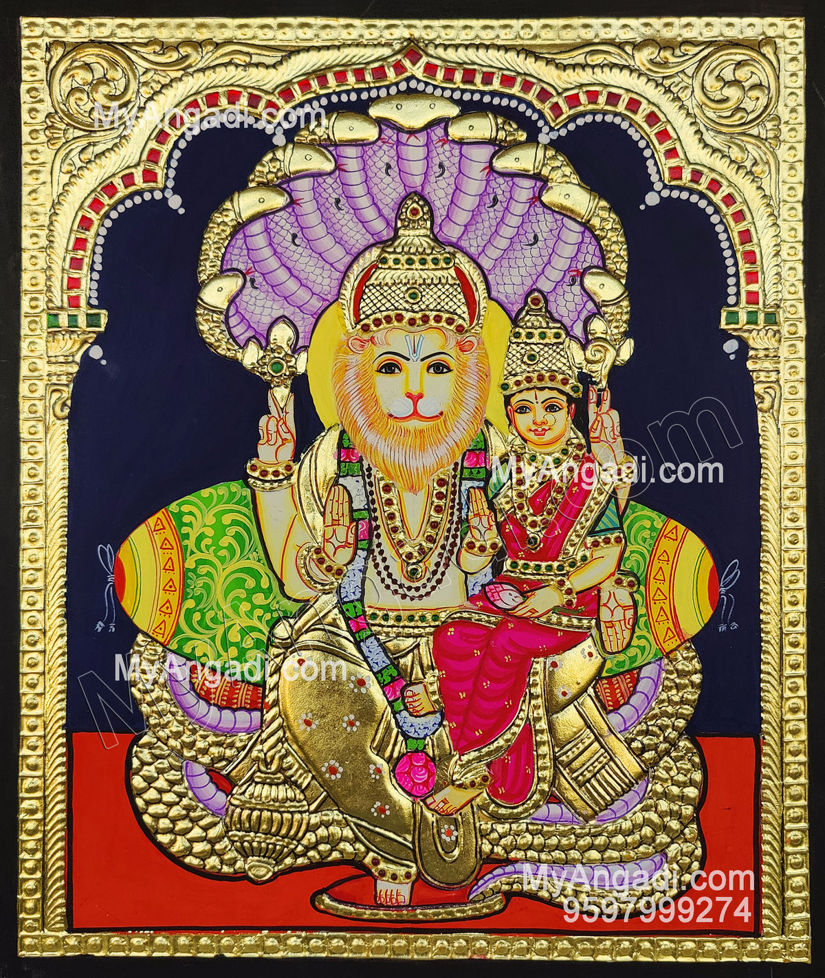 Narasimar Tanjore Painting, Lakshmi Narasimhar Tanjore Painting