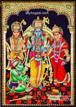 3d Ram Darbar - Ram with Sita, Hanuman, Lakshmanan Tanjore Painting