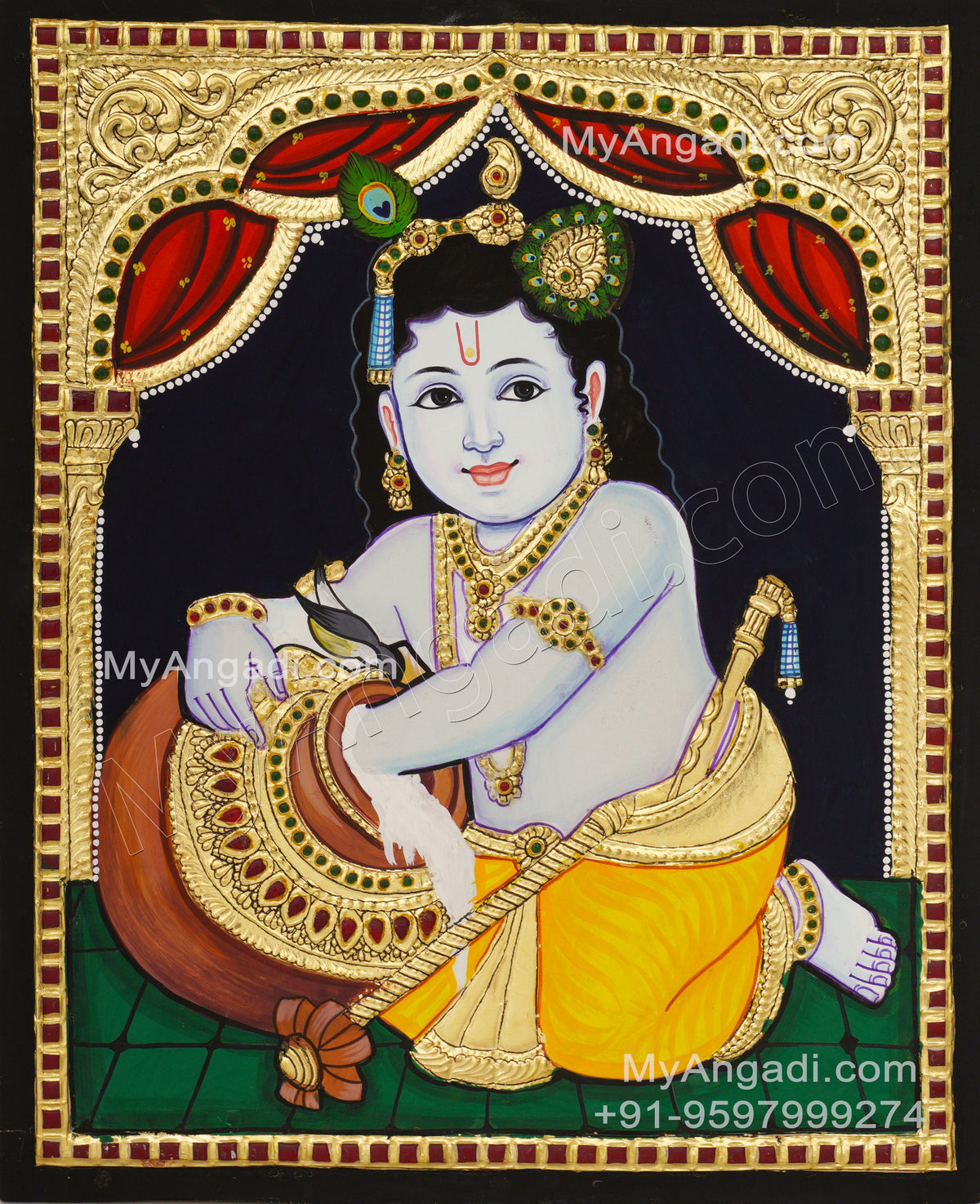 Butter Krishna Tanjore Painting