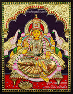 Gaja Lakshmi 3d Embossed Tanjore Painting