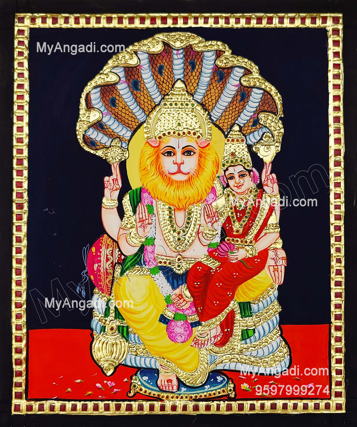 Narasimar Tanjore Painting, Lakshmi Narasimhar Tanjore Painting
