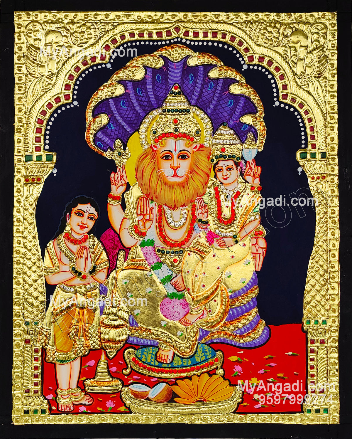 Narasimar Tanjore Painting, Lakshmi Narasimhar Tanjore Painting