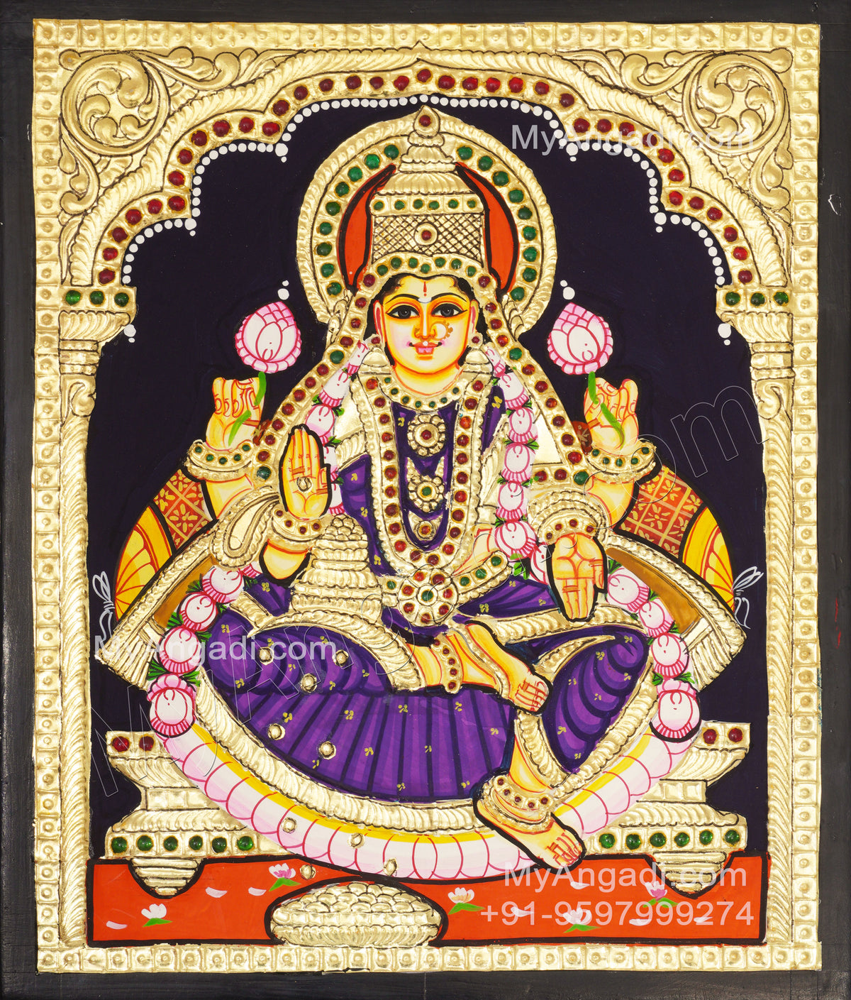 5 Set Ganesha Murugan Balaji Lakshmi Saraswathi Tanjore painting