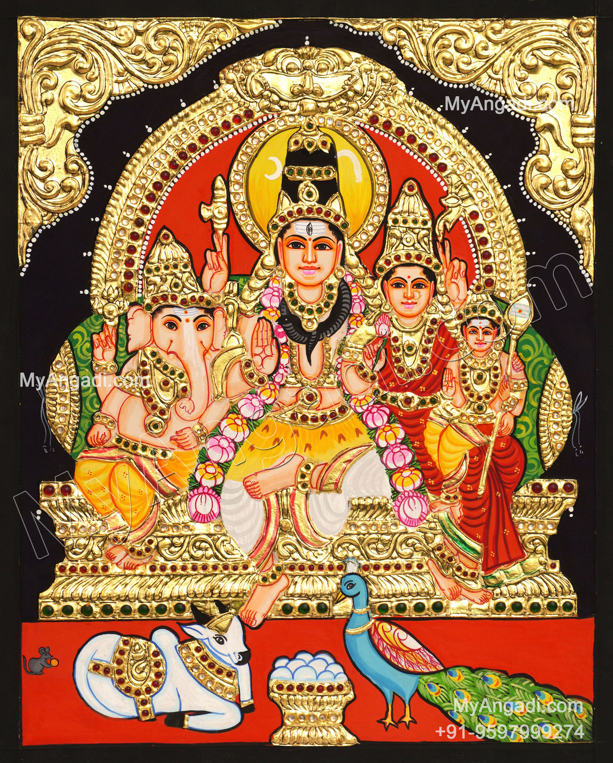 Shivan Family Tanjore Painting