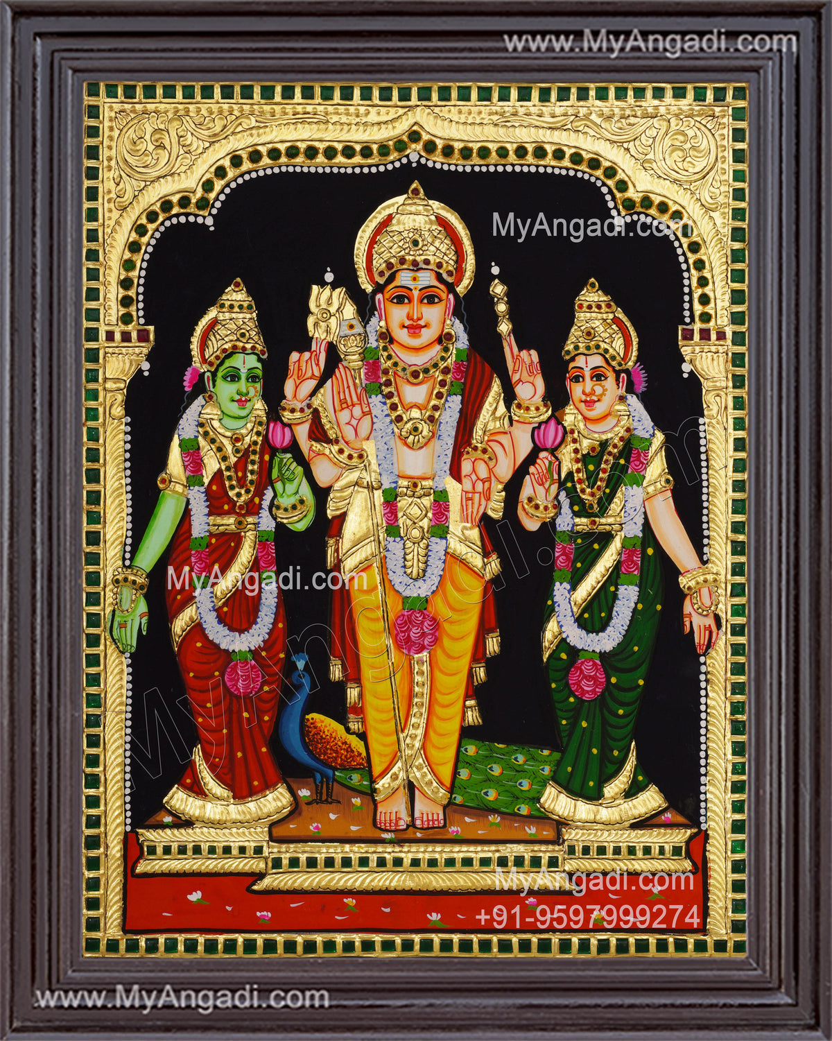 Murugan Valli Deivanai Tanjore Painting
