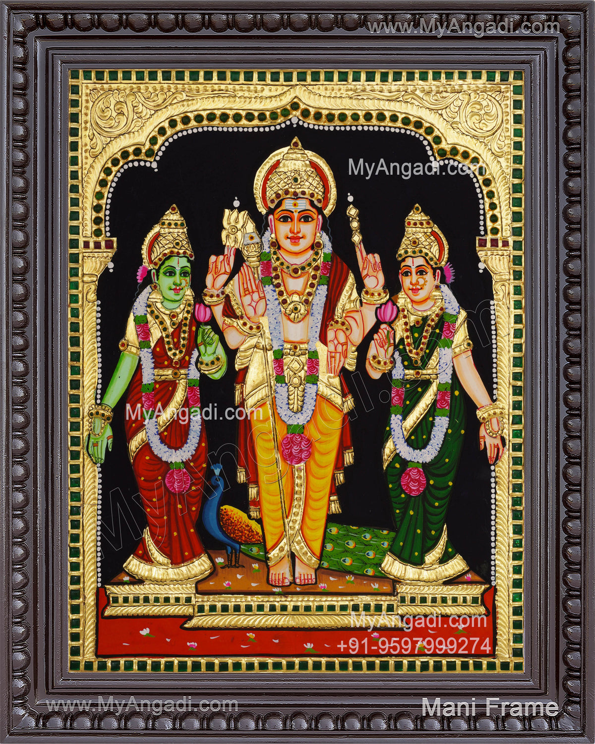 Murugan Valli Deivanai Tanjore Painting