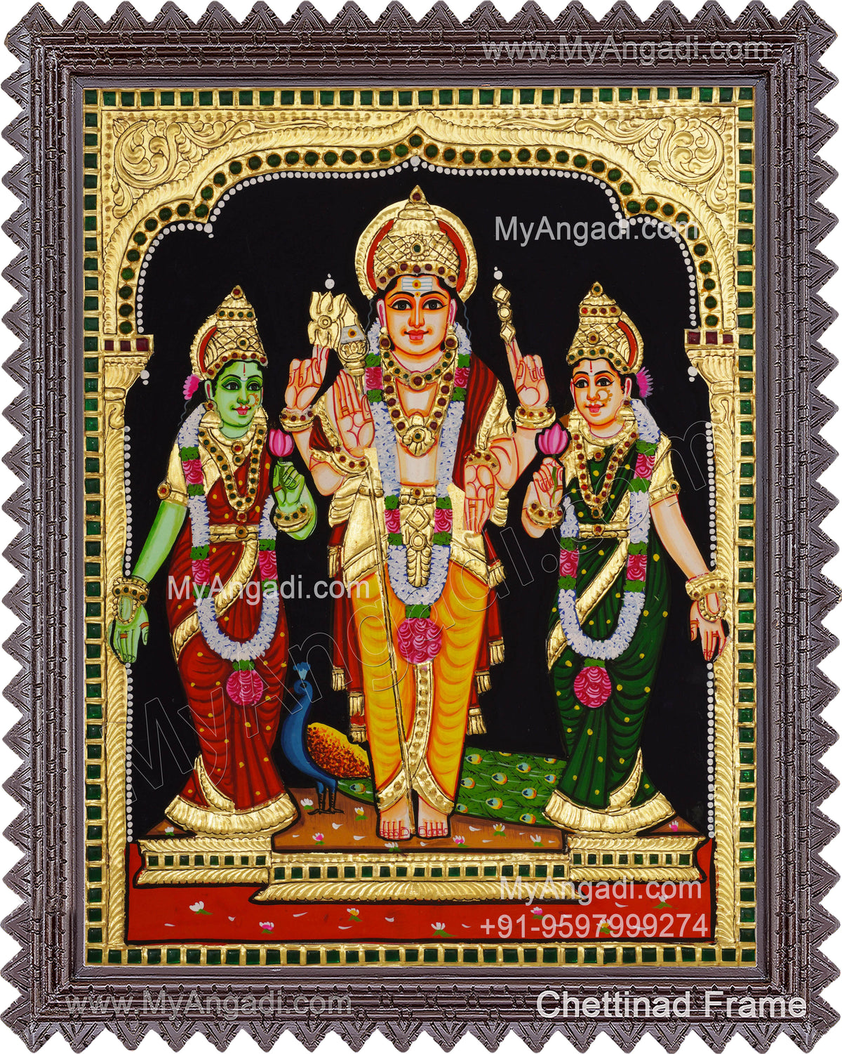 Murugan Valli Deivanai Tanjore Painting