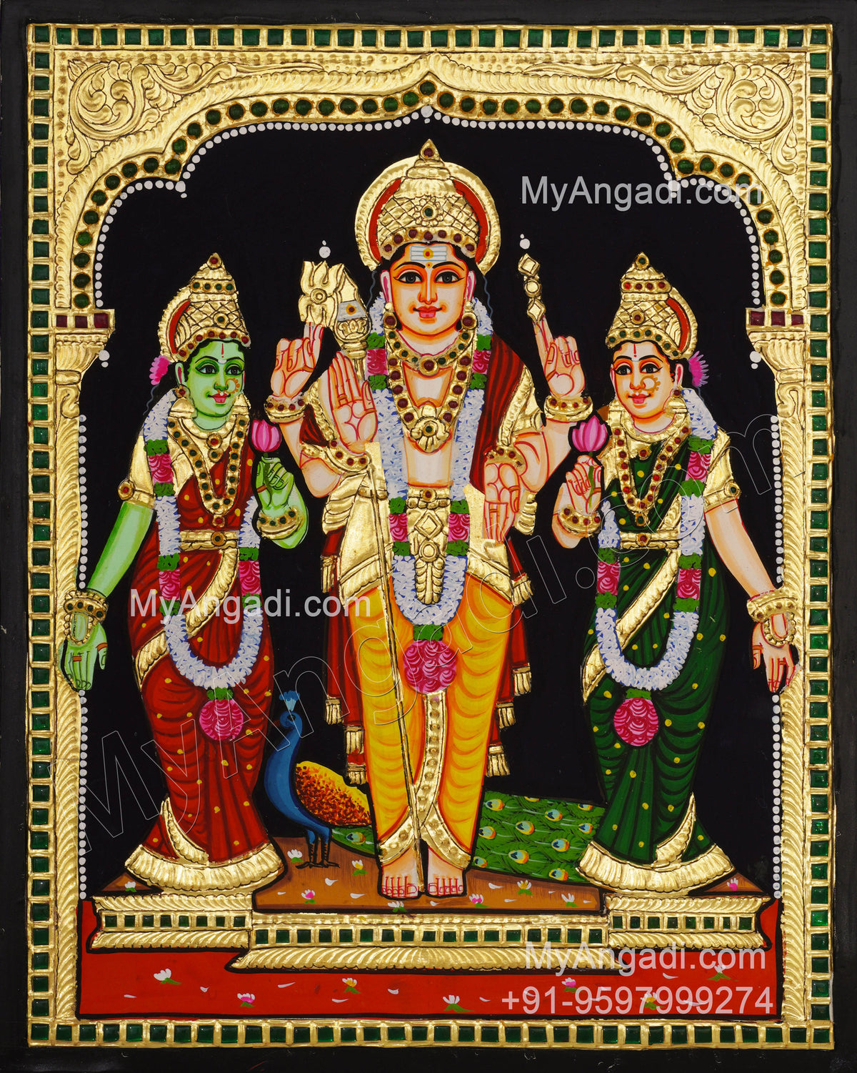 Murugan Valli Deivanai Tanjore Painting