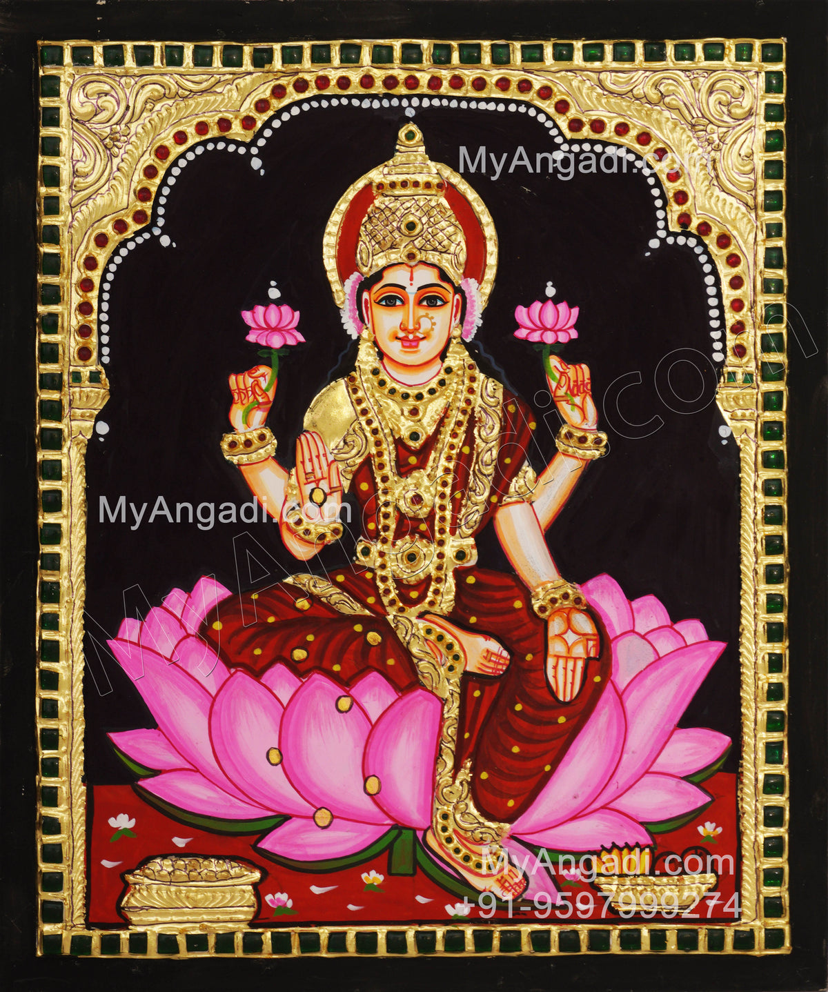 5 Set Ganesha Murugan Balaji Lakshmi Saraswathi Tanjore painting