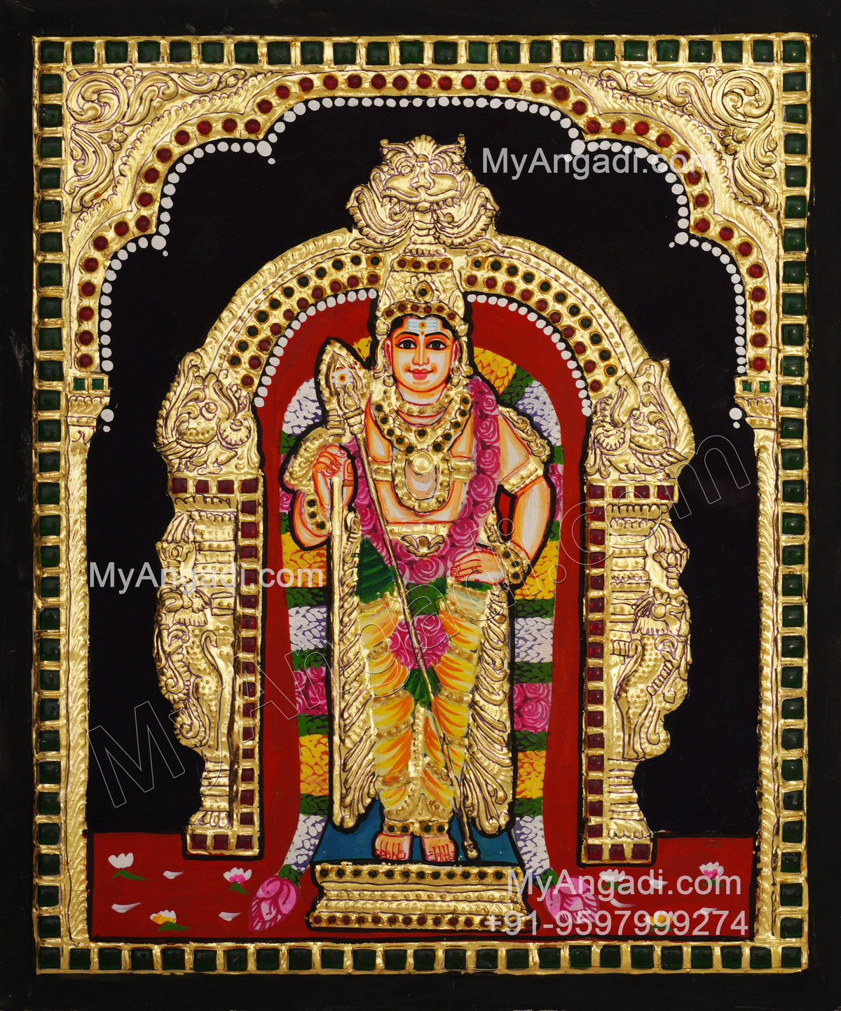 5 Set Ganesha Murugan Balaji Lakshmi Saraswathi Tanjore painting