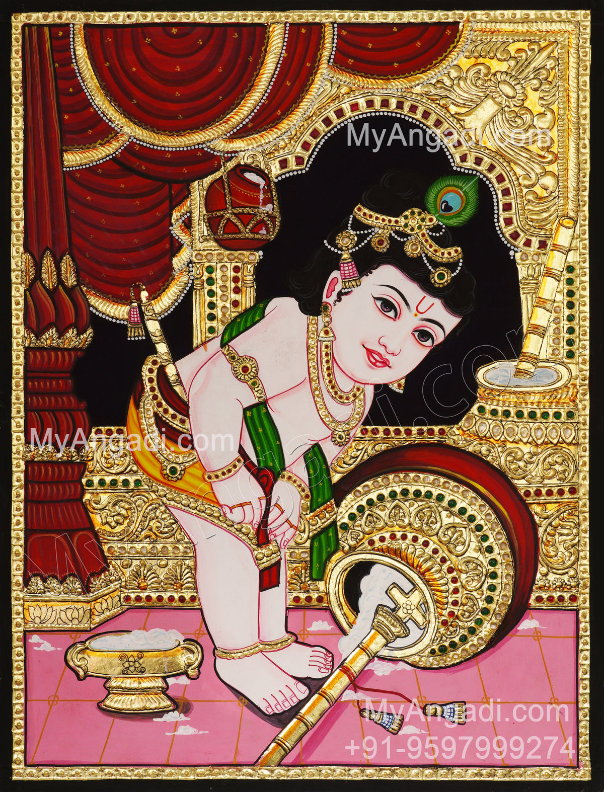 Butter Krishna Tanjore Painting
