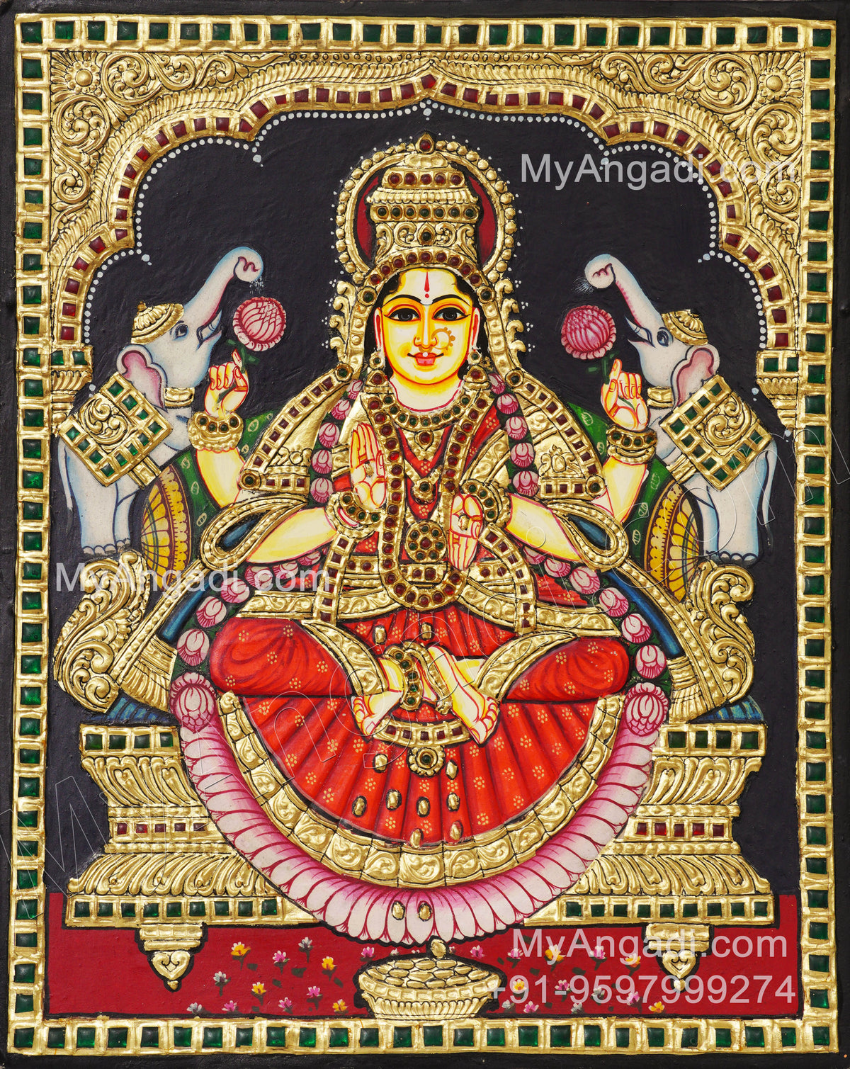 Gajalakshmi Tanjore Painting