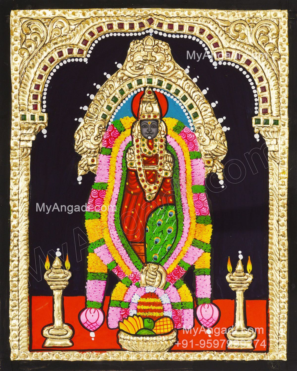 Adhi Parasakthi Amman Tanjore Painting