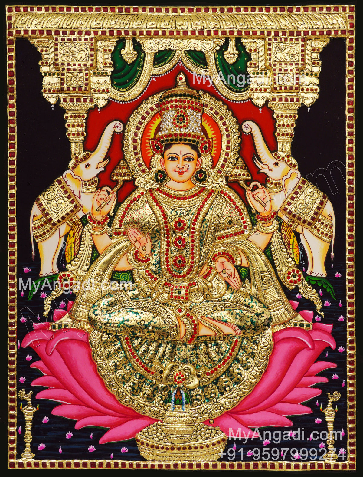 Gajalakshmi 2d Tanjore Painting