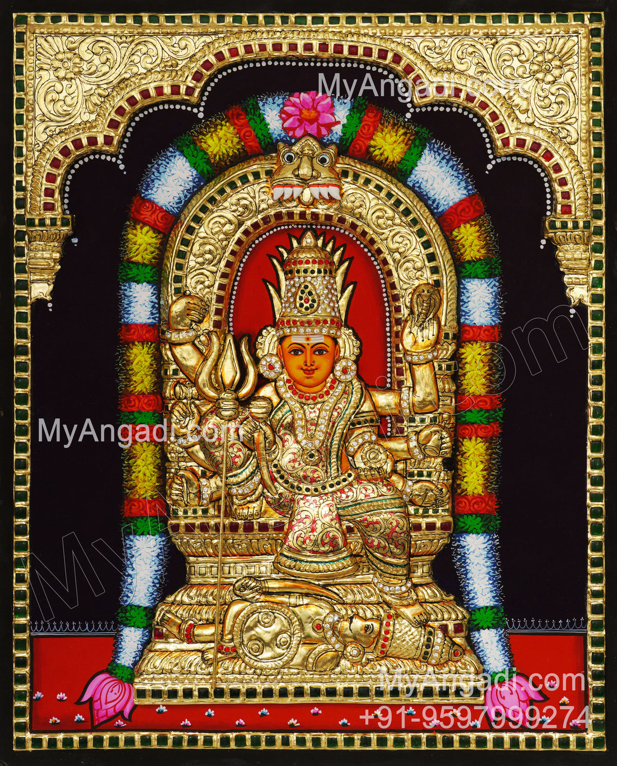 Ponkali Amman 3D Tanjore Painting