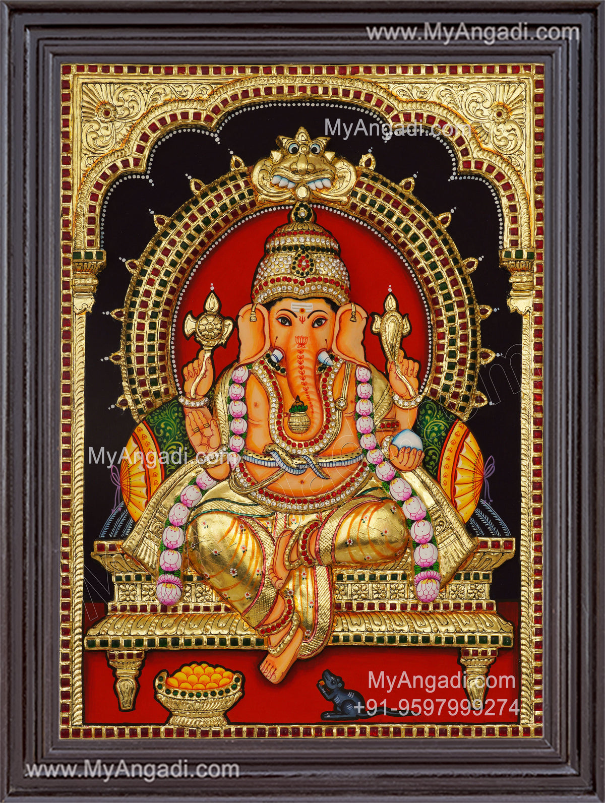 Ganesha 3d Embossed Tanjore Painting
