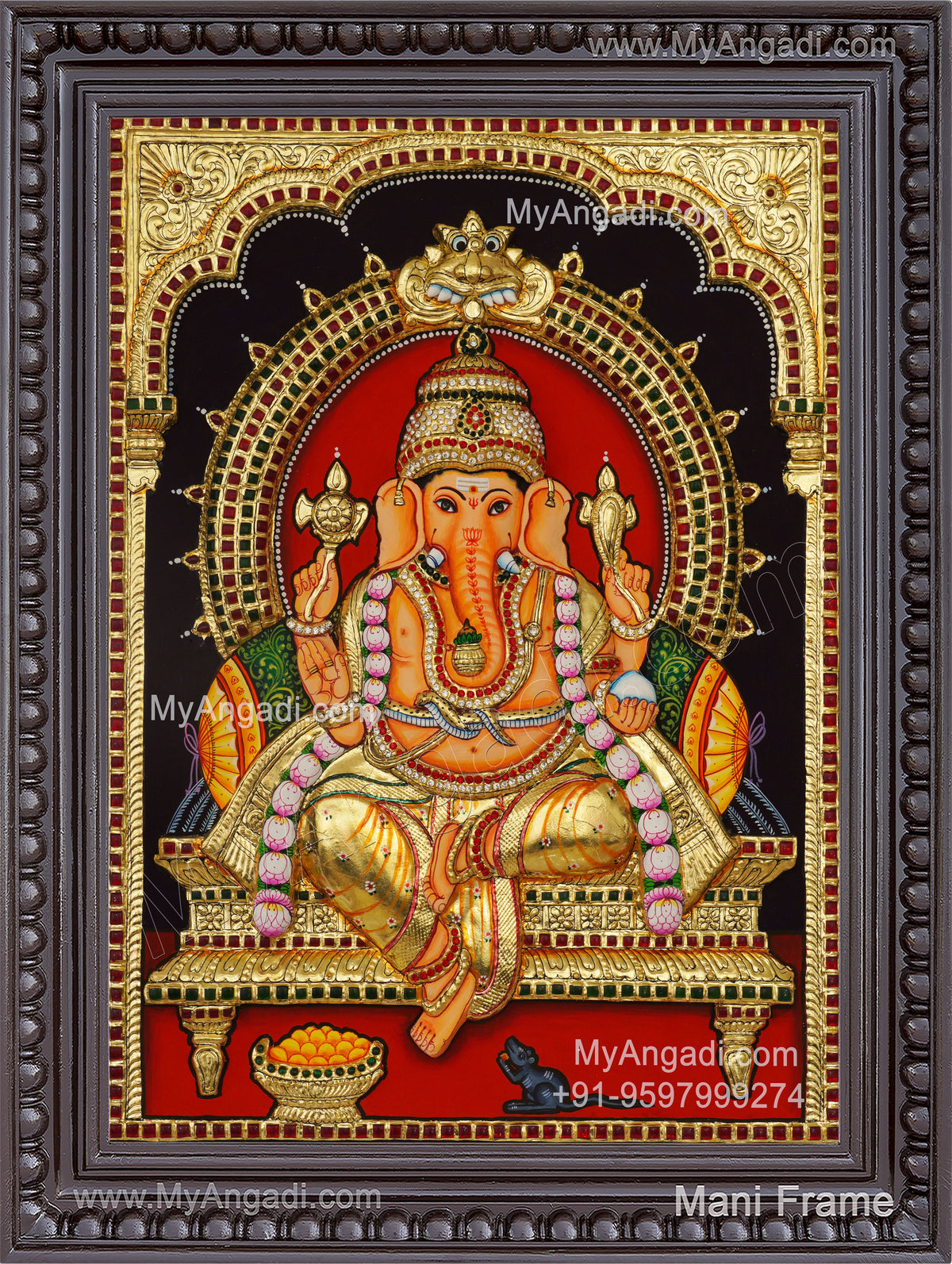Ganesha 3d Embossed Tanjore Painting