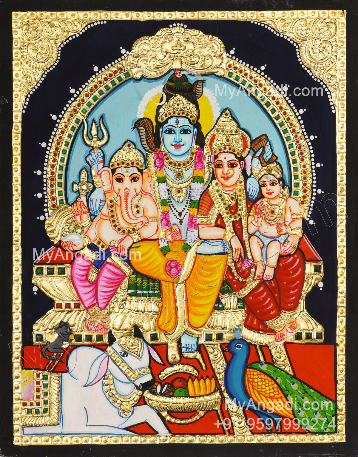 Shivan Family Tanjore Painting