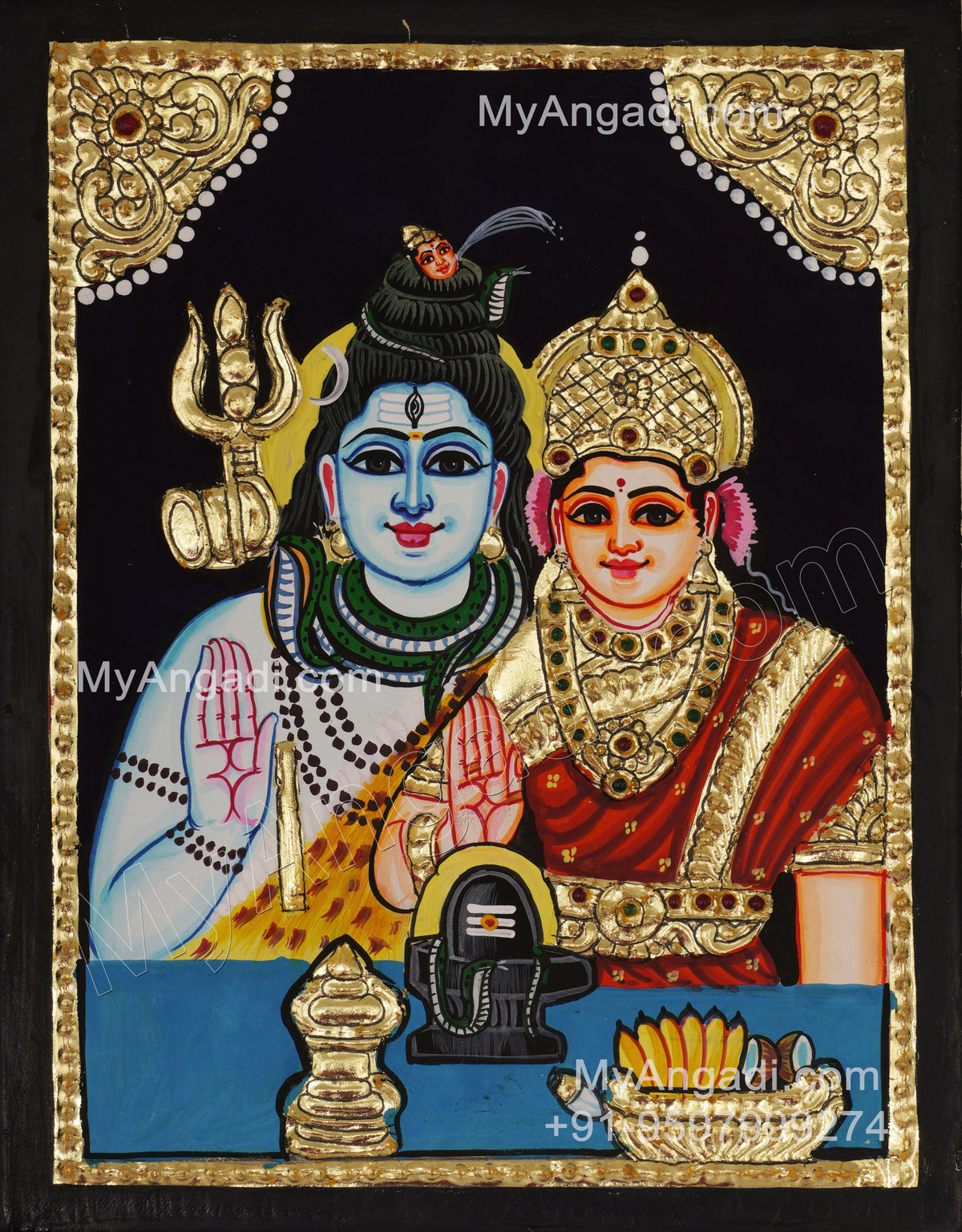 Shiva and Parvathi Devi Tanjore Paintings