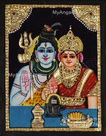 Shiva and Parvathi Devi Tanjore Paintings