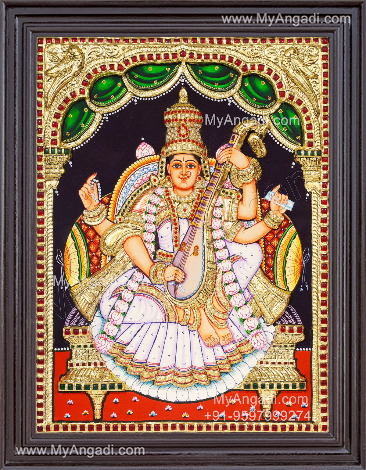 Saraswathi3D Tanjore Painting