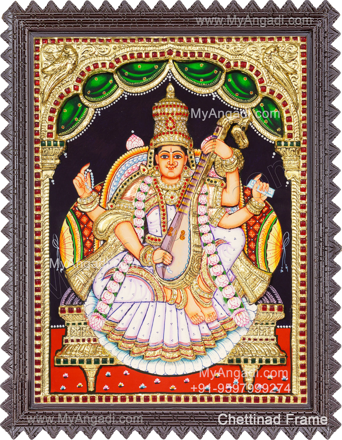Saraswathi3D Tanjore Painting