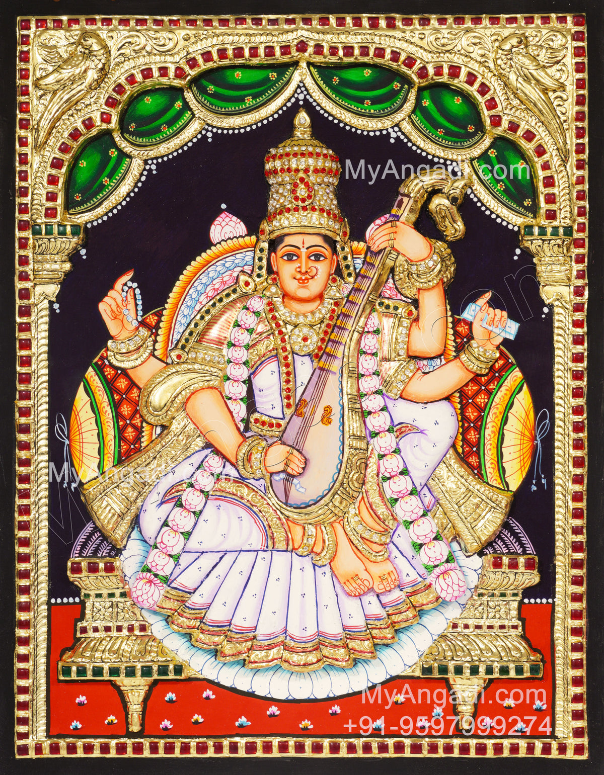 Saraswathi3D Tanjore Painting