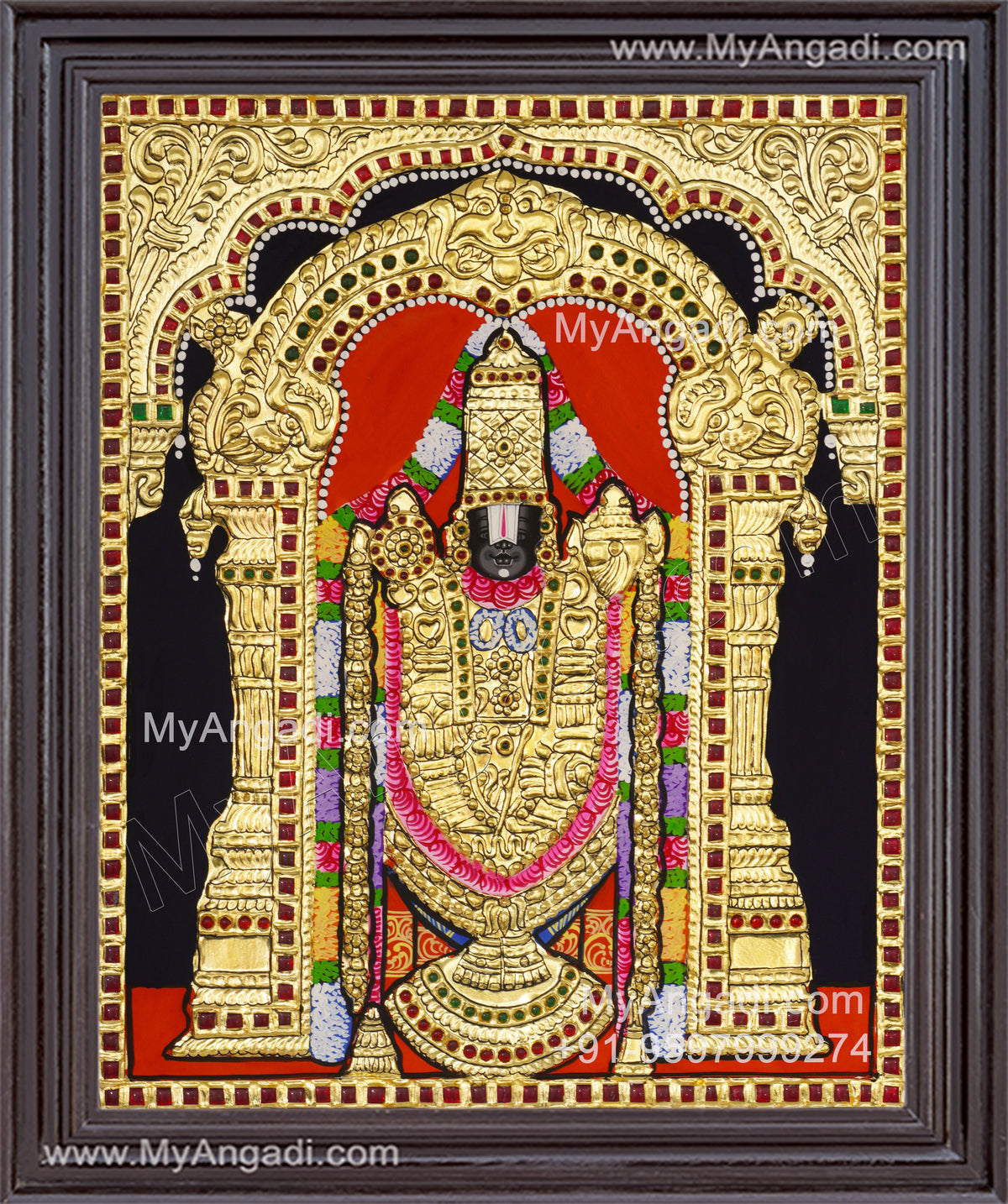 Perumal Tanjore Painting, Vishnu Tanjore Painting
