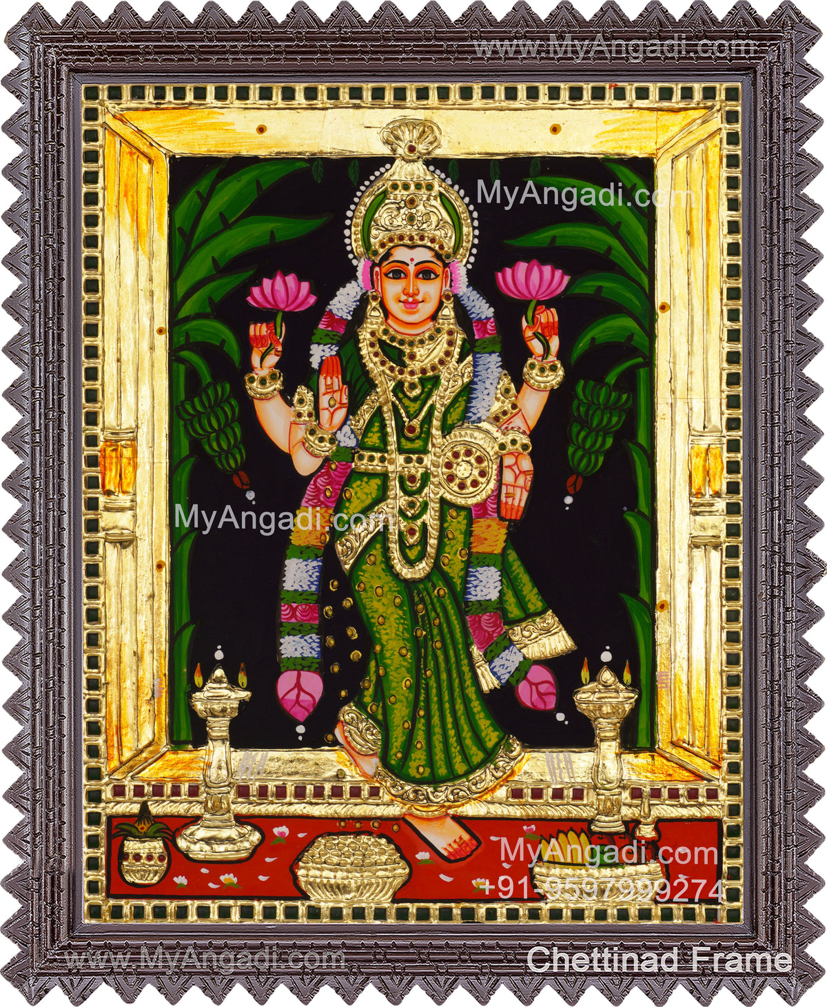 Grahalakshmi Tanjore Painting, Graha Lakshmi Tanjore Painting