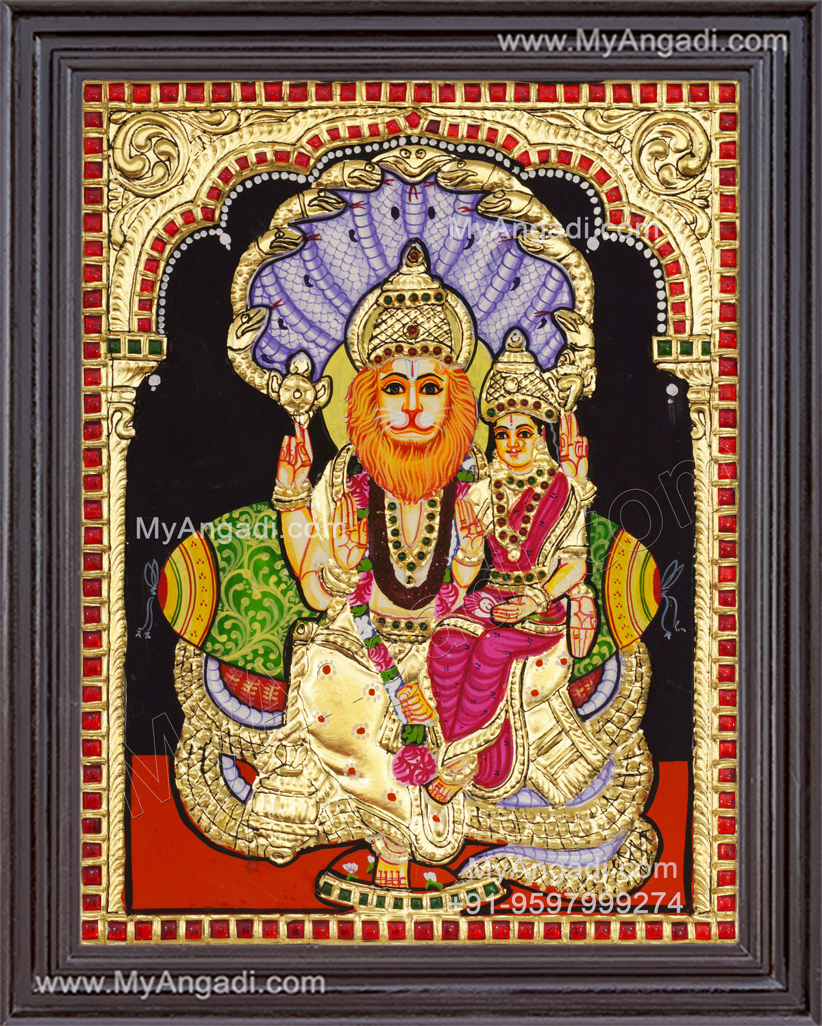 Narasimar Tanjore Painting, Lakshmi Narasimhar Tanjore Painting