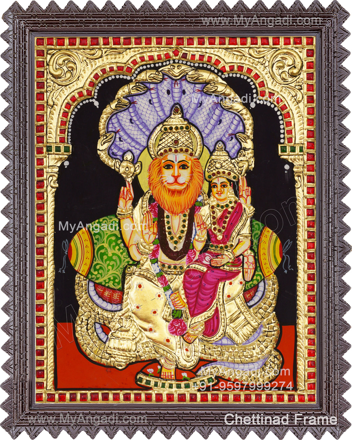 Narasimar Tanjore Painting, Lakshmi Narasimhar Tanjore Painting