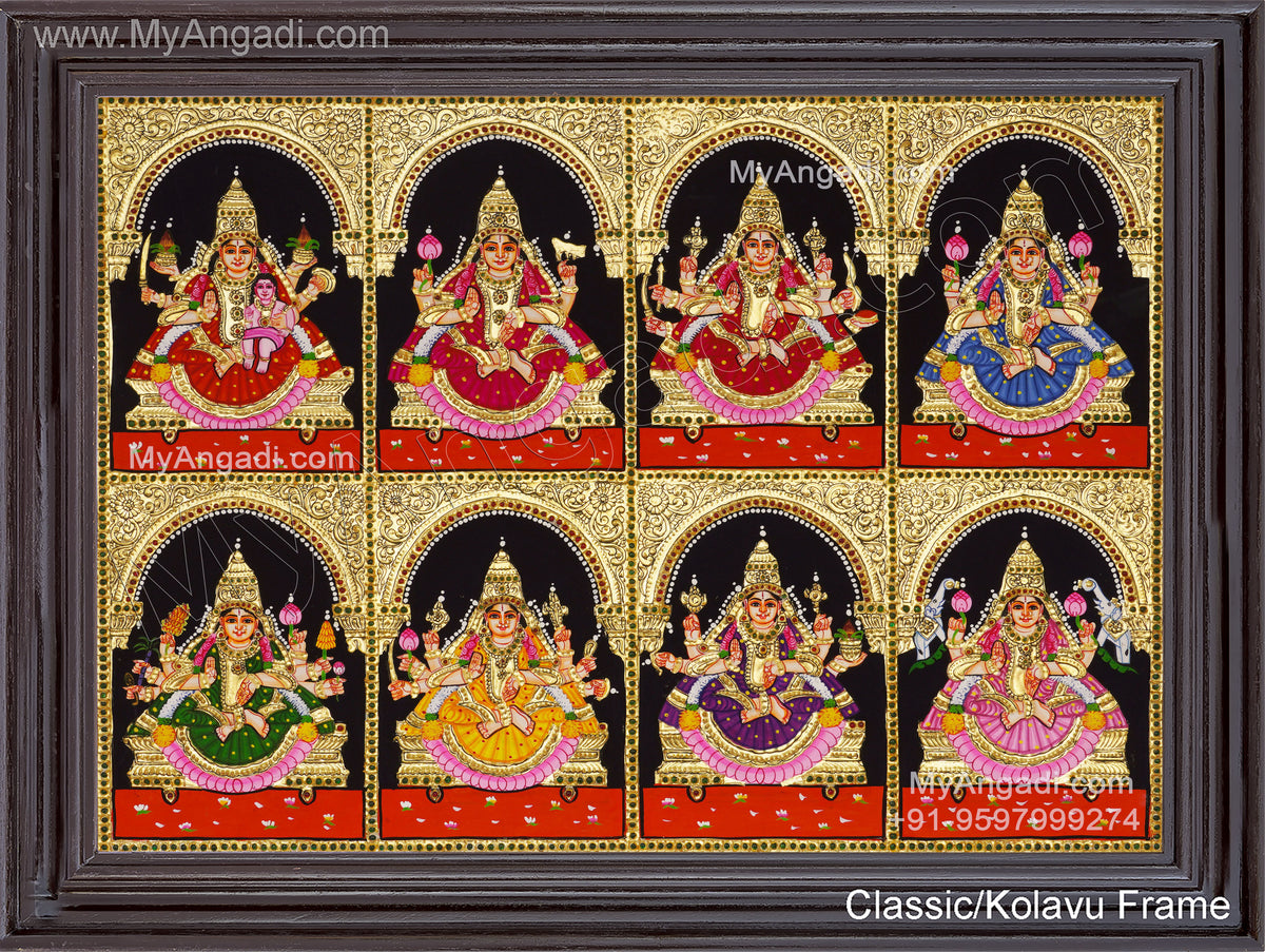 Ashta Lakshmi Tanjore Painting, AshtaLakshmi Tanjore Painting
