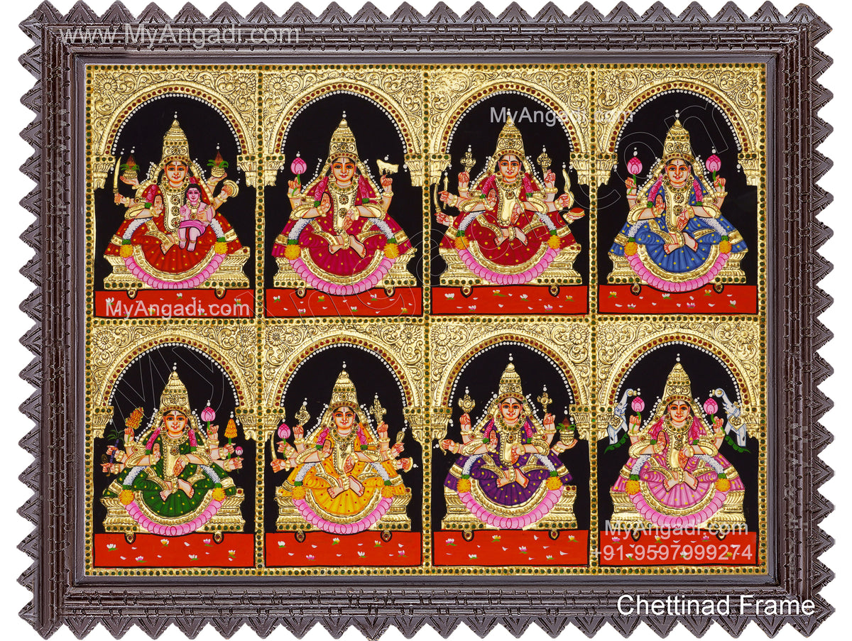 Ashta Lakshmi Tanjore Painting, AshtaLakshmi Tanjore Painting