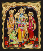 Ram Darbar - Ram with Sita, Hanuman, Lakshmanan Bharathan and Shatrughna Tanjore Painting