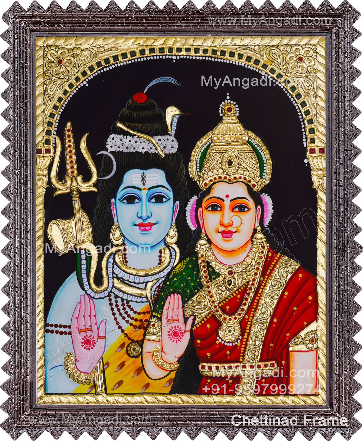 Shivan Parvathi Tanjore Painting