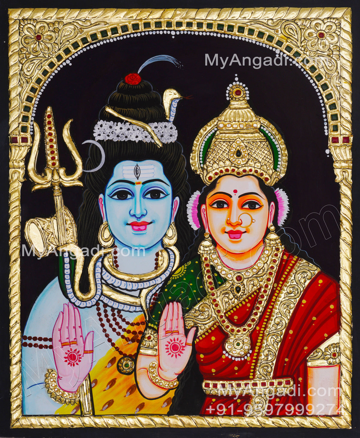 Shivan Parvathi Tanjore Painting