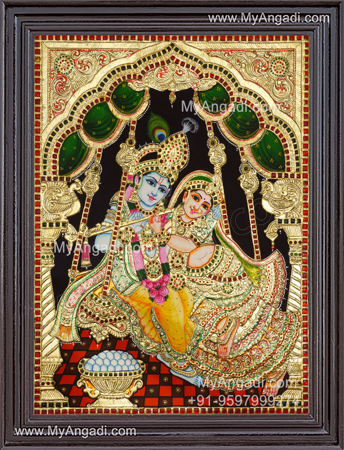 Jhula Radha Krishna Tanjore Painting