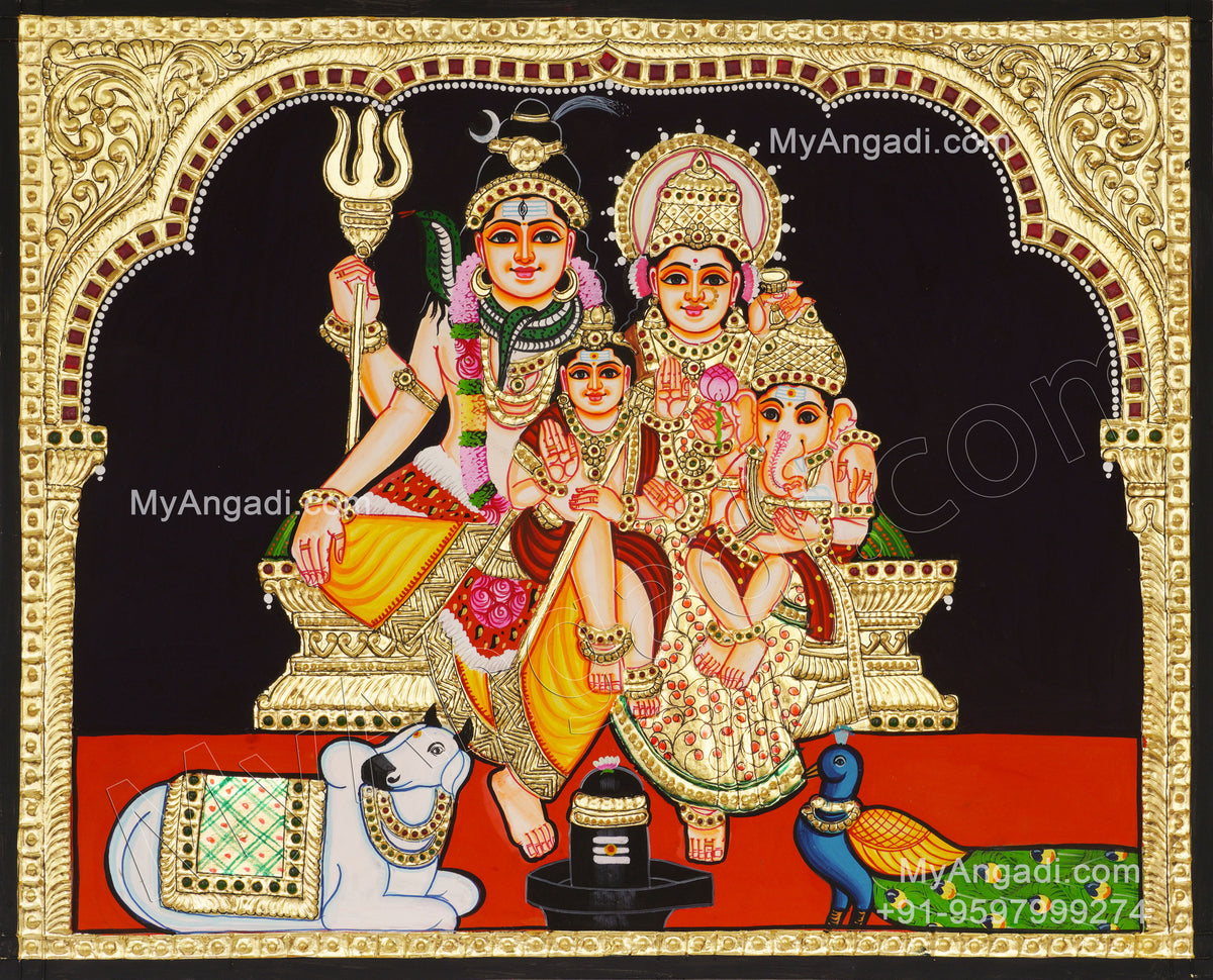 Shivan Family Tanjore Painting