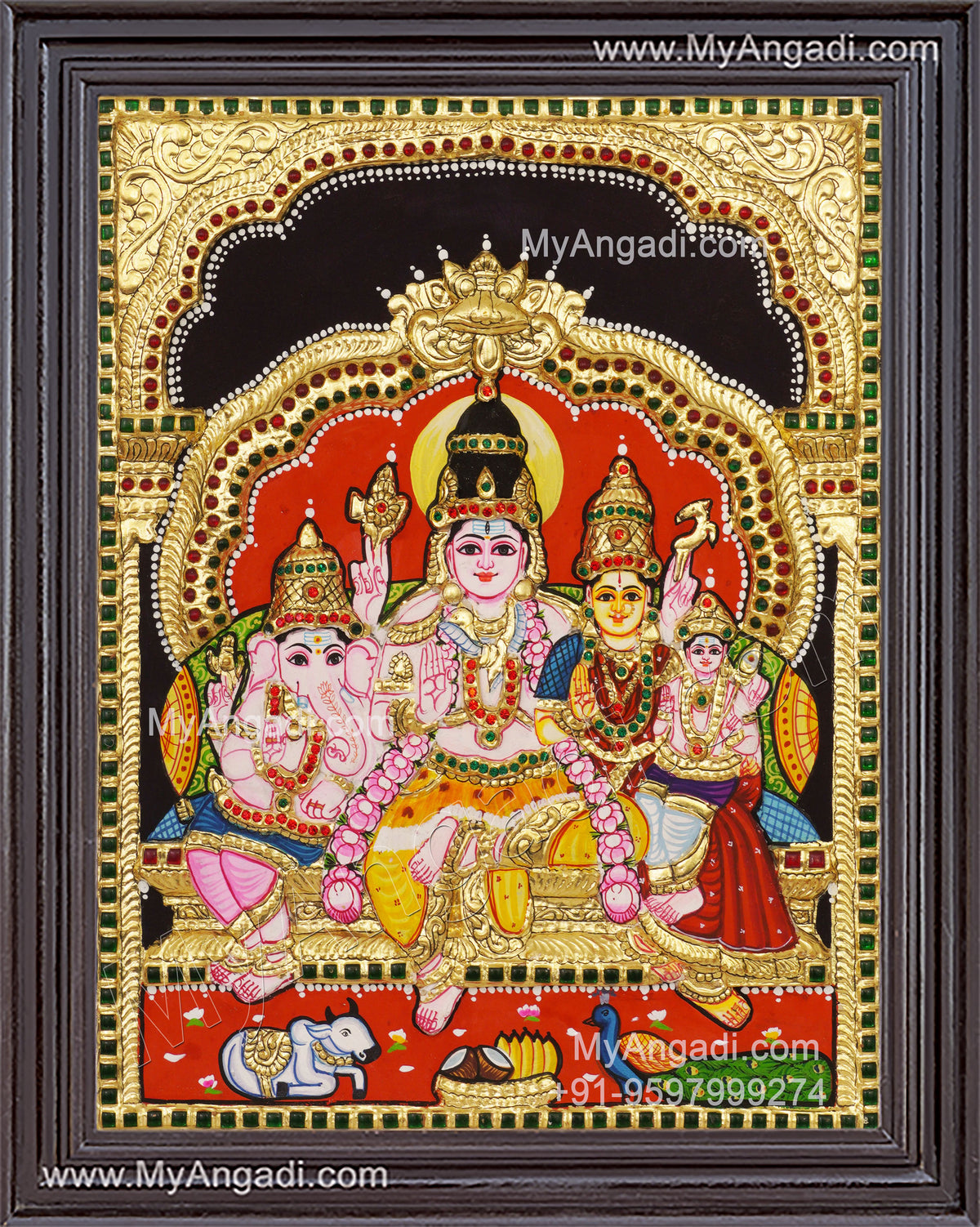 Shivan Parivar Super Emboss Tanjore Painting