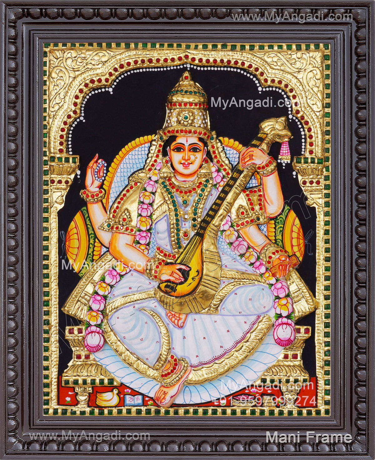 Saraswathi3D Tanjore Painting