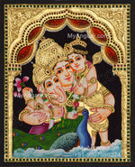 Parvathi Ganesha Murugan Tanjore Painting