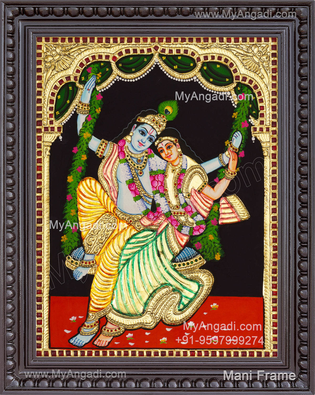 Jhula Radha Krishna Tanjore Painting